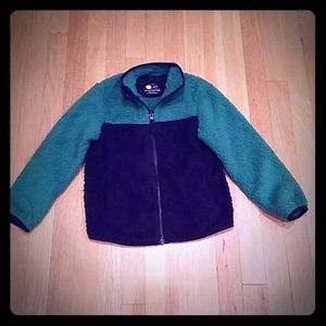 NEW primary cozy fleece jacket - green/blue